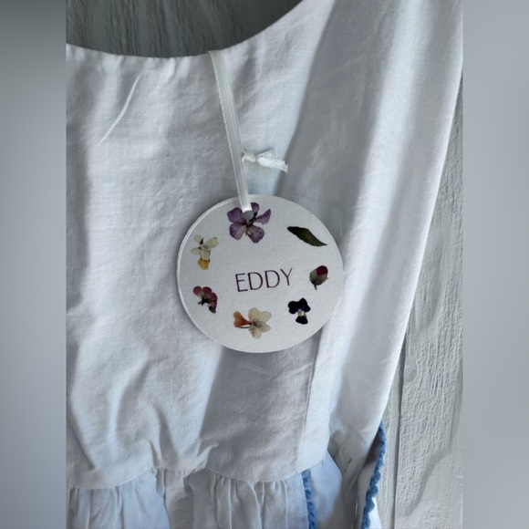 NEW EDDY Katherine Dress in white whimsy belted embroidered sz: M $598 - Picture 7 of 14